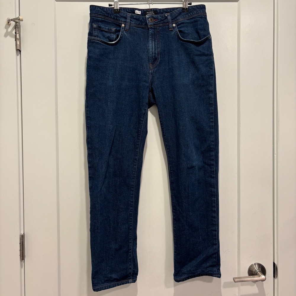 Galeries Lafayette Mens Dark Wash Straight Leg Jeans Blue Denim 32/34